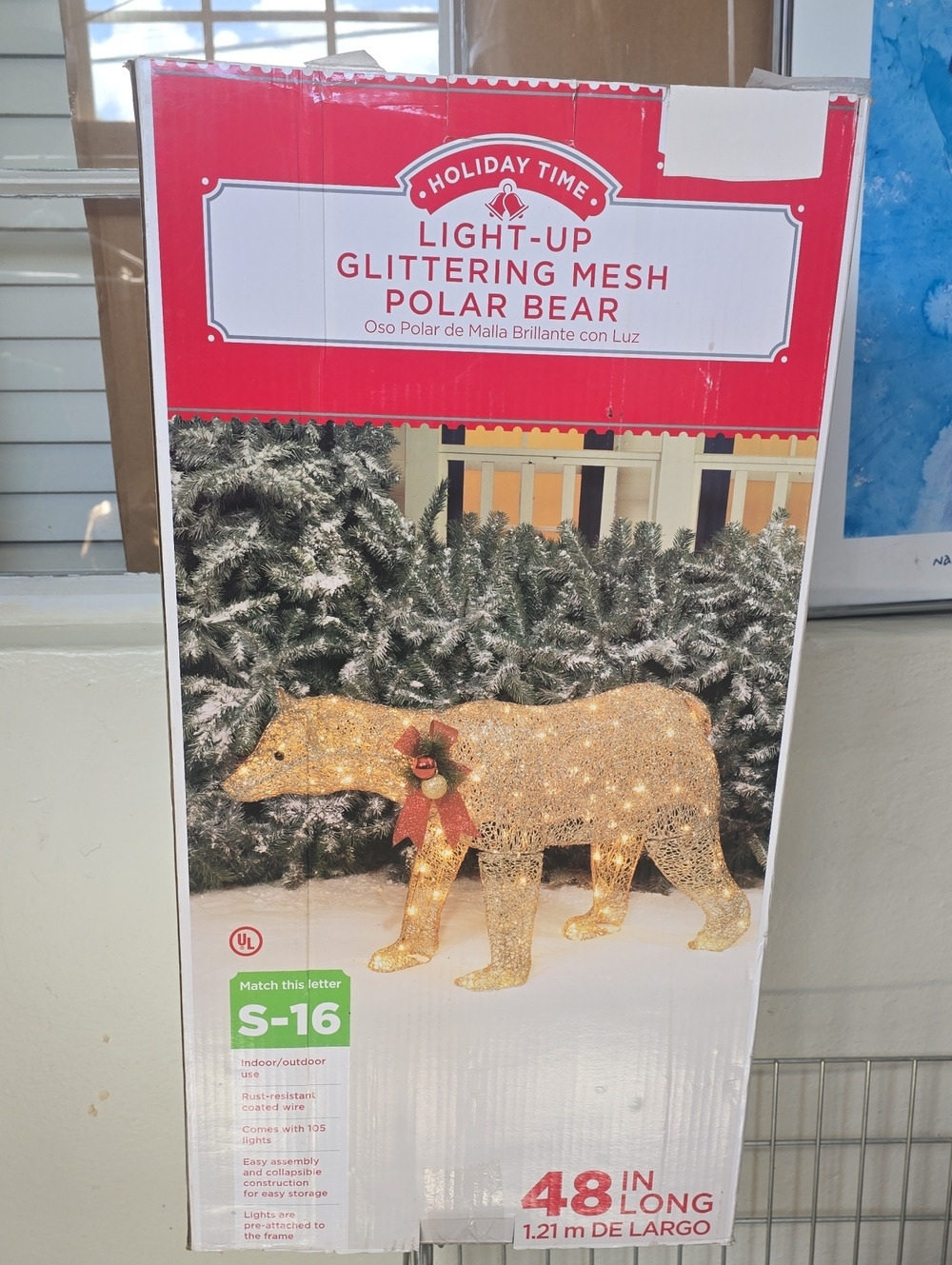 Holiday Time Gold Light-Up Glitter Mesh Polar Bear Décor